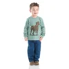 2-delige set voor jongens met T-shirt met lange armstukken en denim broek (peuters)
