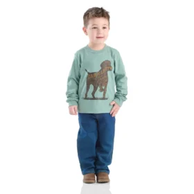 2-delige set voor jongens met T-shirt met lange armstukken en denim broek (peuters)