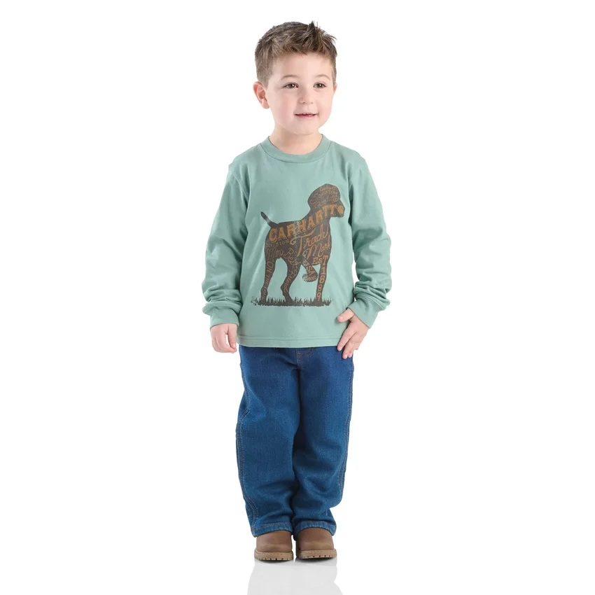 2-delige set voor jongens met T-shirt met lange armstukken en denim broek (peuters)