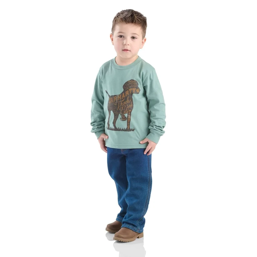 2-delige set voor jongens met T-shirt met lange armstukken en denim broek (peuters)