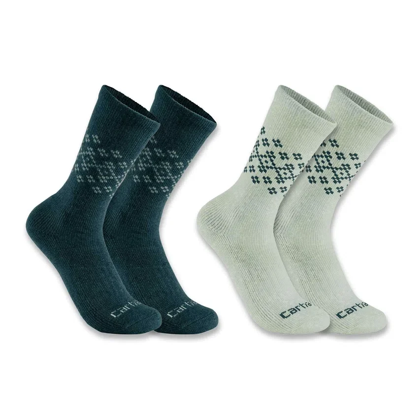 2-pack Fairisle-sokken voor dames van een middelzware synthetisch-wolmix