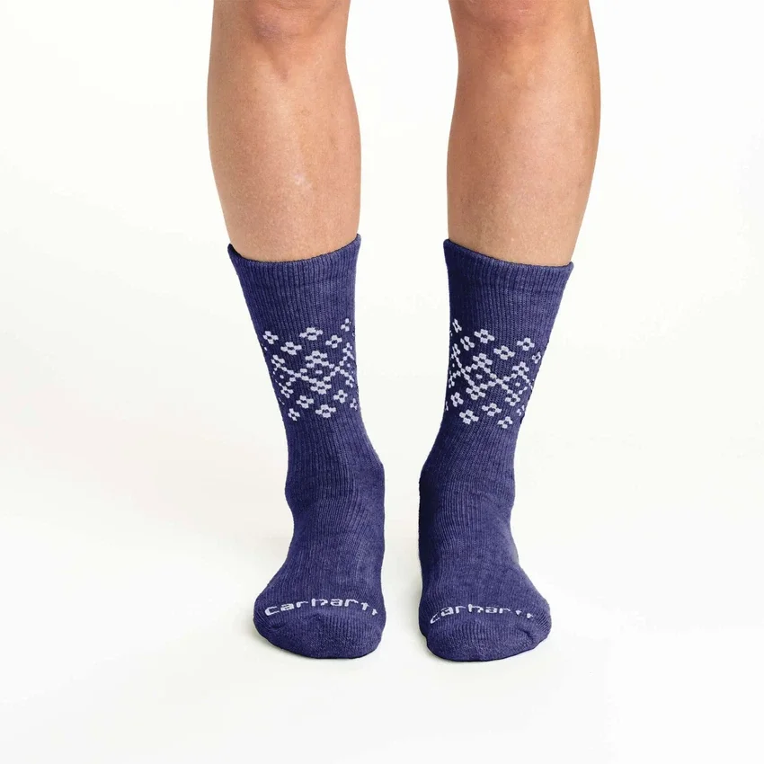 2-pack Fairisle-sokken voor dames van een middelzware synthetisch-wolmix
