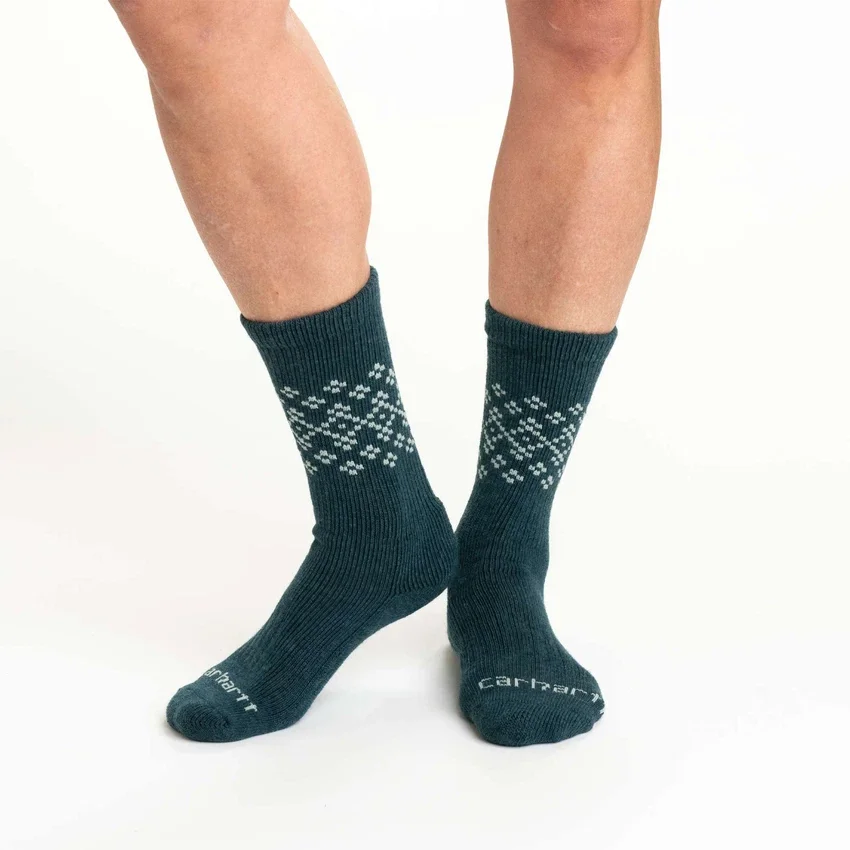 2-pack Fairisle-sokken voor dames van een middelzware synthetisch-wolmix