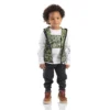 3-delige set voor jongens met camouflagevest, T-shirt met lange armstukken en broek (peuters)