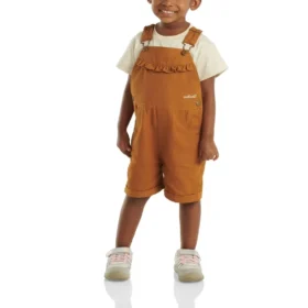 Canvas shortall met ruches aan de voorkant voor meisjes (baby/peuter)