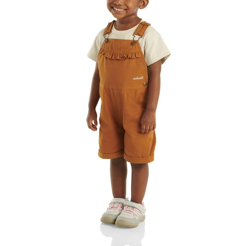 Canvas shortall met ruches aan de voorkant voor meisjes (baby/peuter)