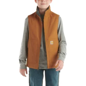 Canvas vest met ritssluiting aan de voorkant en sherpa-voering voor jongens