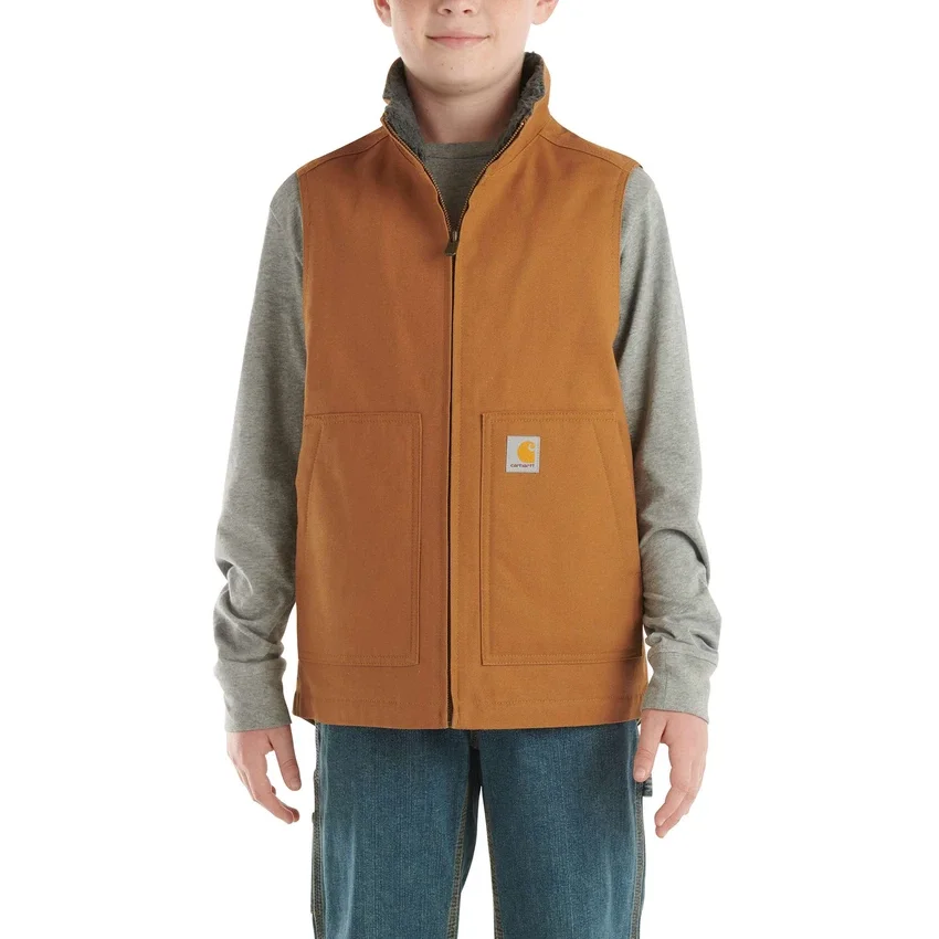 Canvas vest met ritssluiting aan de voorkant en sherpa-voering voor jongens