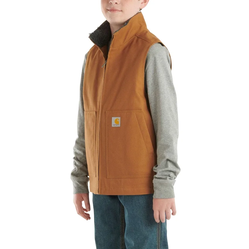 Canvas vest met ritssluiting aan de voorkant en sherpa-voering voor jongens