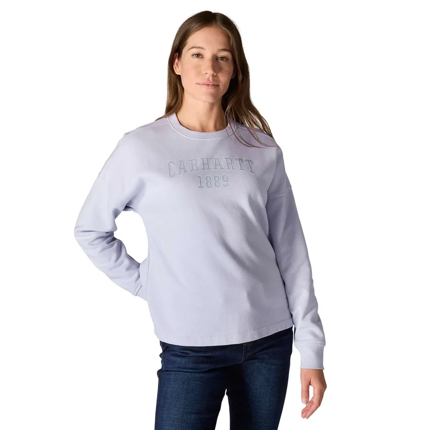 Carhartt 1889 grafisch sweatshirt met ronde hals voor dames, losse pasvorm, middelzwaar