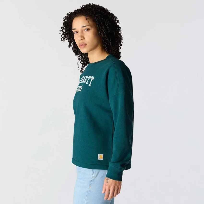 Carhartt 1889 grafisch sweatshirt met ronde hals voor dames, losse pasvorm, middelzwaar