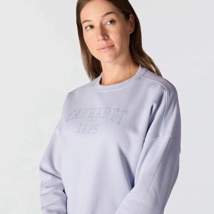 Carhartt 1889 grafisch sweatshirt met ronde hals voor dames, losse pasvorm, middelzwaar