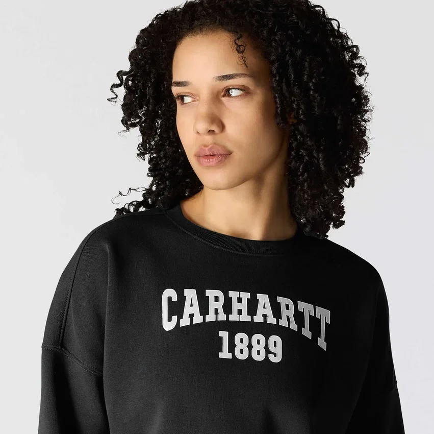 Carhartt 1889 grafisch sweatshirt met ronde hals voor dames, losse pasvorm, middelzwaar