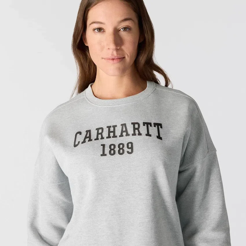 Carhartt 1889 grafisch sweatshirt met ronde hals voor dames, losse pasvorm, middelzwaar