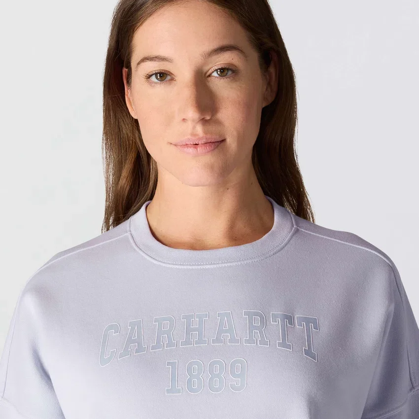 Carhartt 1889 grafisch sweatshirt met ronde hals voor dames, losse pasvorm, middelzwaar