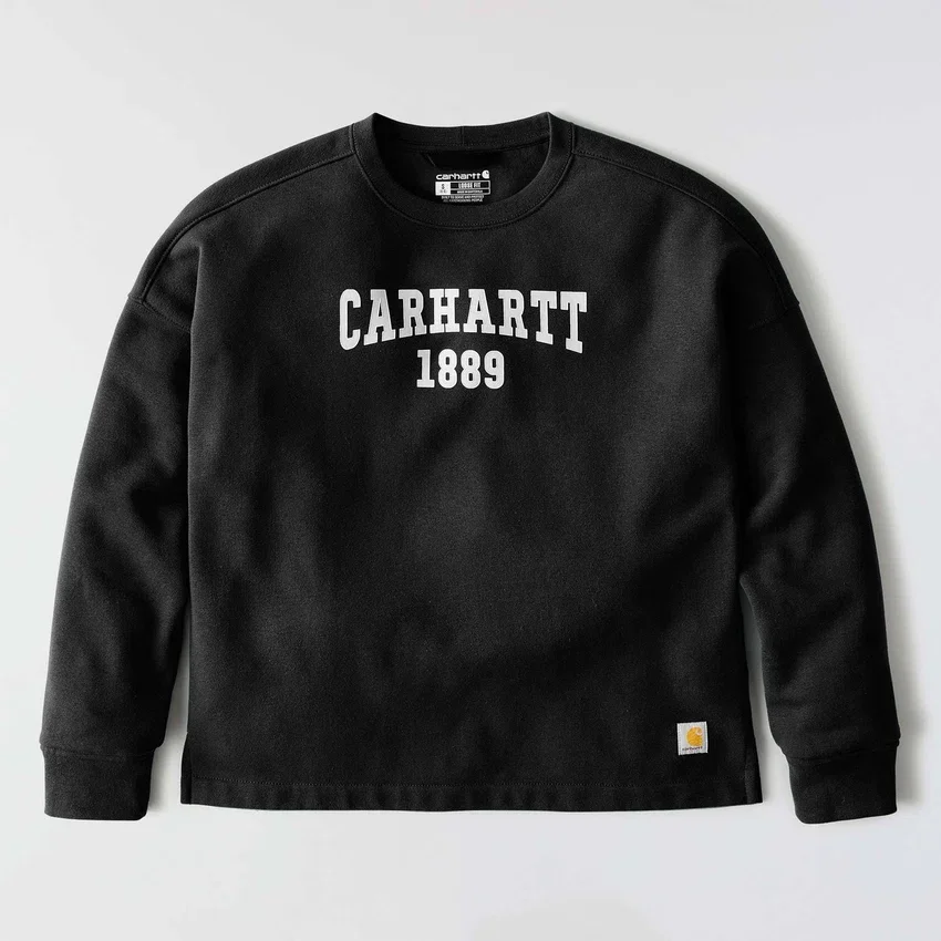 Carhartt 1889 grafisch sweatshirt met ronde hals voor dames, losse pasvorm, middelzwaar