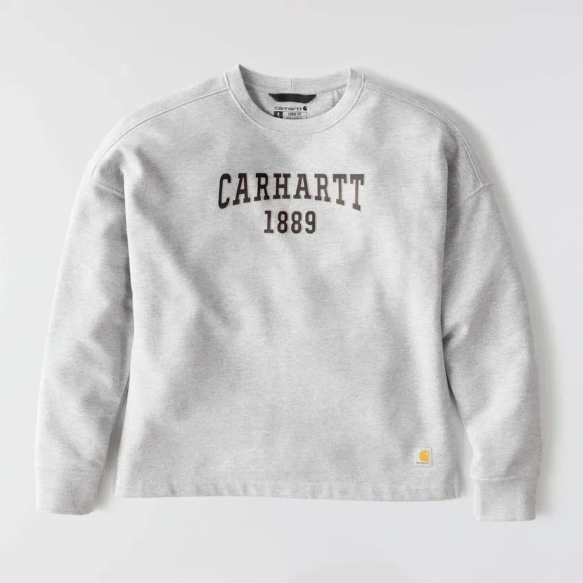 Carhartt 1889 grafisch sweatshirt met ronde hals voor dames, losse pasvorm, middelzwaar