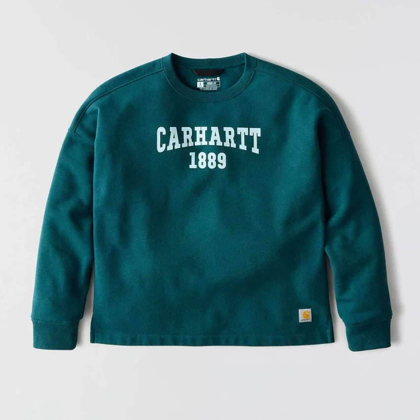 Carhartt 1889 grafisch sweatshirt met ronde hals voor dames, losse pasvorm, middelzwaar