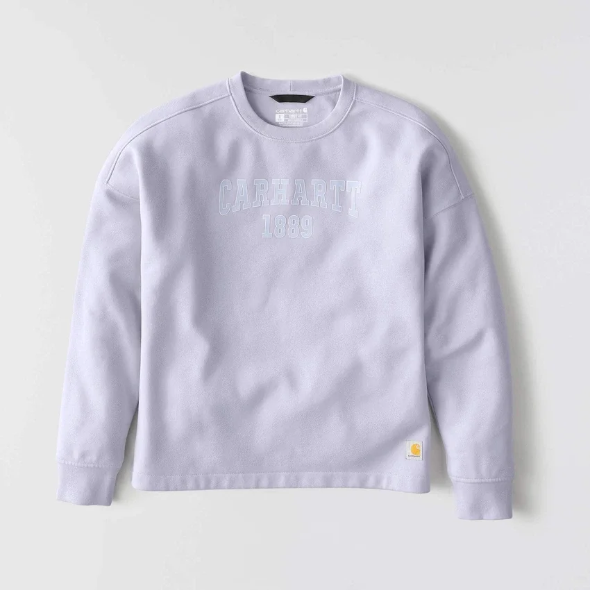 Carhartt 1889 grafisch sweatshirt met ronde hals voor dames, losse pasvorm, middelzwaar