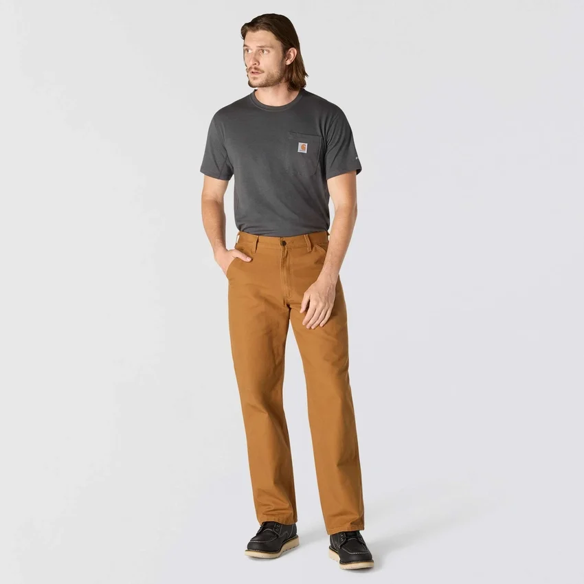 Carhartt B11 herenwerkbroek van gewassen duck, los en recht model