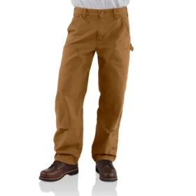 Carhartt B136 Heren loszittende, rechte, gewassen katoenen Double Knee Pant met dubbele knieversterking