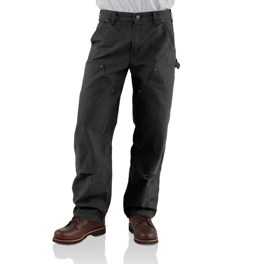 Carhartt B136 Heren loszittende, rechte, gewassen katoenen Double Knee Pant met dubbele knieversterking