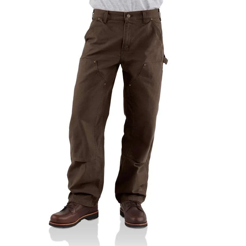 Carhartt B136 Heren loszittende, rechte, gewassen katoenen Double Knee Pant met dubbele knieversterking