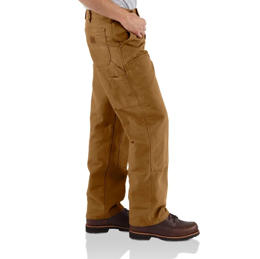 Carhartt B136 Heren loszittende, rechte, gewassen katoenen Double Knee Pant met dubbele knieversterking