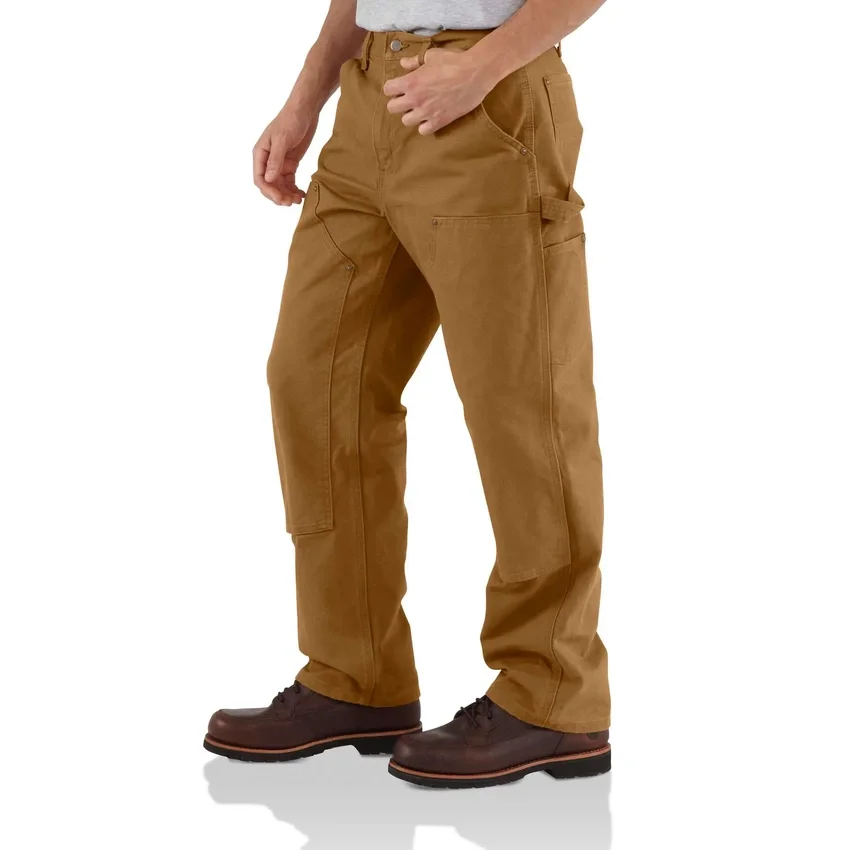 Carhartt B136 Heren loszittende, rechte, gewassen katoenen Double Knee Pant met dubbele knieversterking