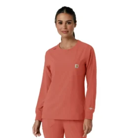 Carhartt Force Cross-Flex scrubtop met ronde hals en lange armstukken voor dames