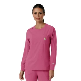 Carhartt Force Cross-Flex scrubtop met ronde hals en lange armstukken voor dames