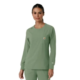 Carhartt Force Cross-Flex scrubtop met ronde hals en lange armstukken voor dames