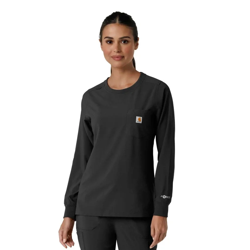 Carhartt Force Cross-Flex scrubtop met ronde hals en lange armstukken voor dames