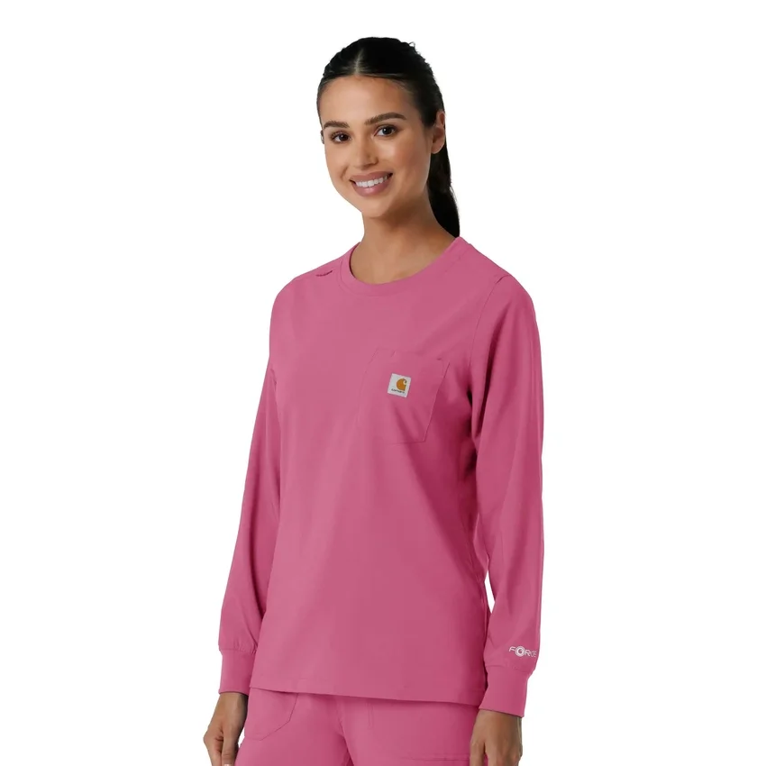 Carhartt Force Cross-Flex scrubtop met ronde hals en lange armstukken voor dames