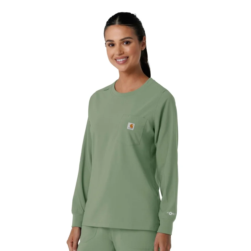 Carhartt Force Cross-Flex scrubtop met ronde hals en lange armstukken voor dames