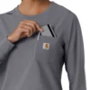 Carhartt Force Cross-Flex scrubtop met ronde hals en lange armstukken voor dames