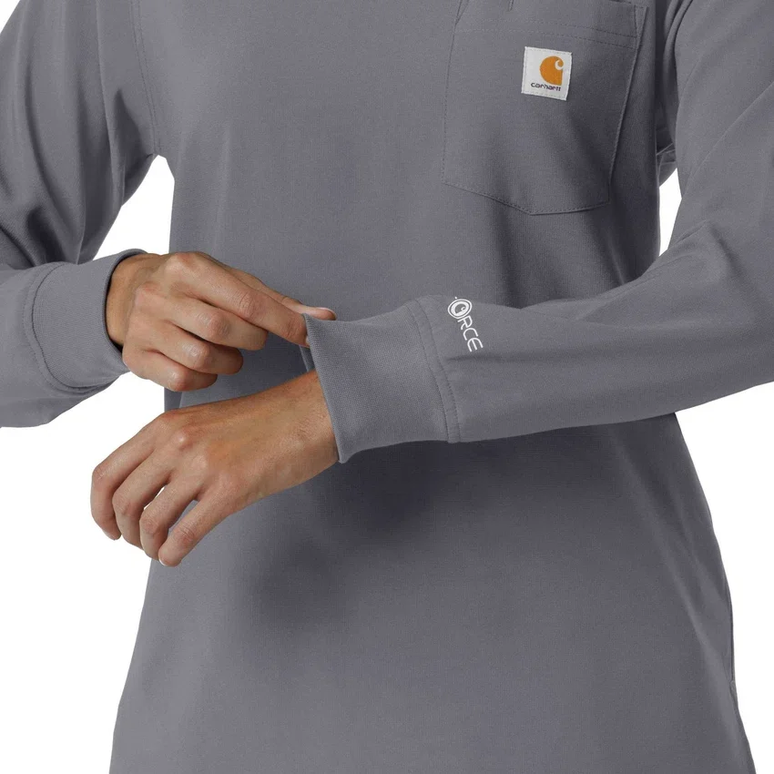Carhartt Force Cross-Flex scrubtop met ronde hals en lange armstukken voor dames