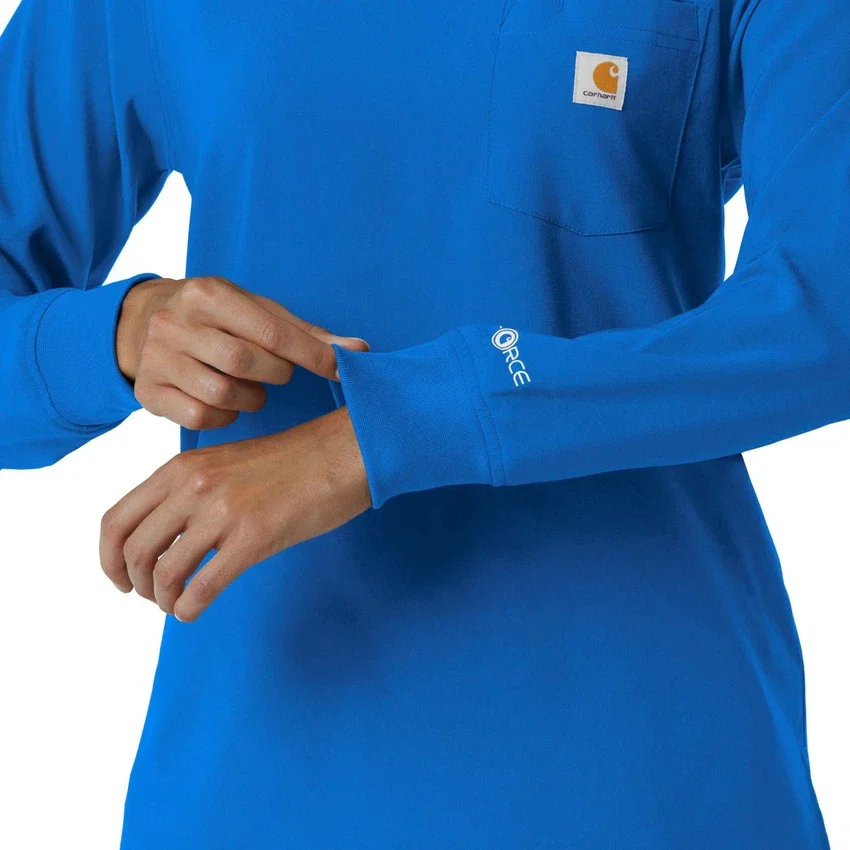 Carhartt Force Cross-Flex scrubtop met ronde hals en lange armstukken voor dames