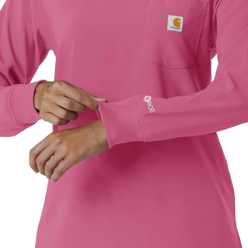 Carhartt Force Cross-Flex scrubtop met ronde hals en lange armstukken voor dames