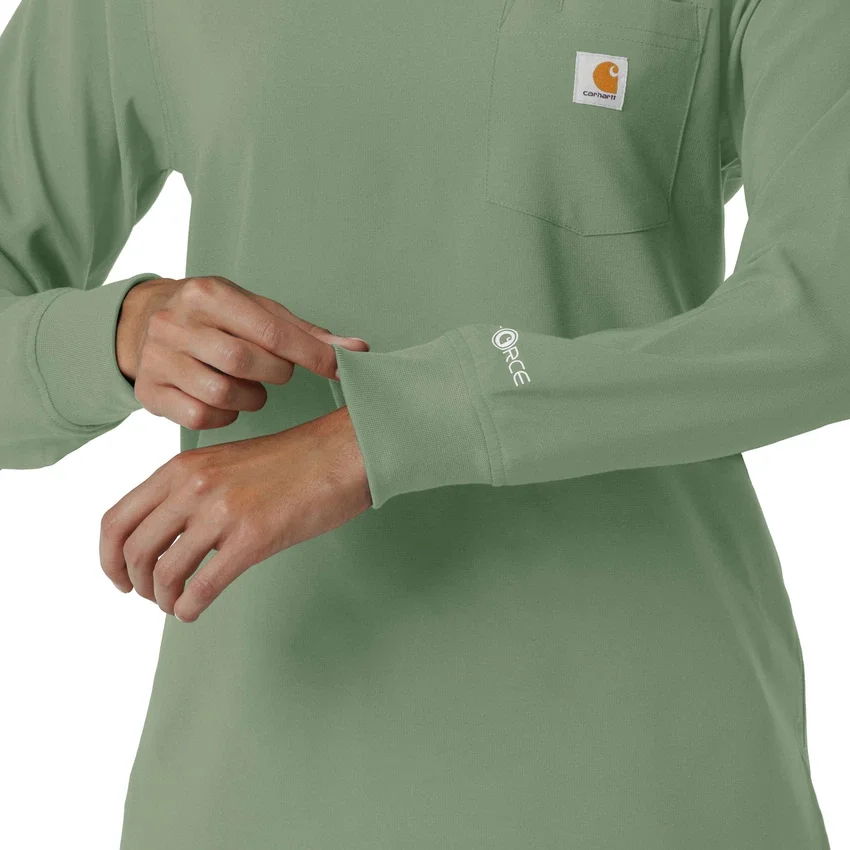 Carhartt Force Cross-Flex scrubtop met ronde hals en lange armstukken voor dames