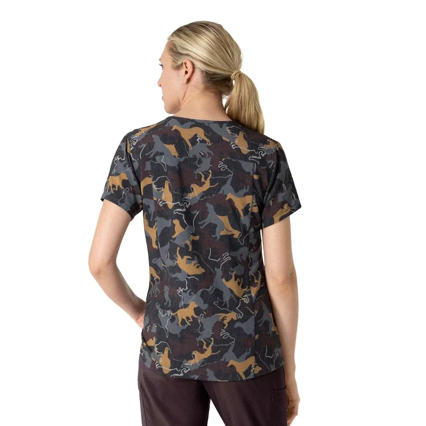 Cross-Flex-scrubtop met V-hals en print voor dames