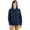 Dames-overhemd met lange armstukken van middelzware denim in relaxte pasvorm