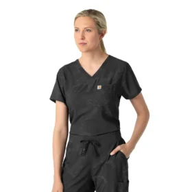 Dames-scrubtop met print om in de broek te stoppen