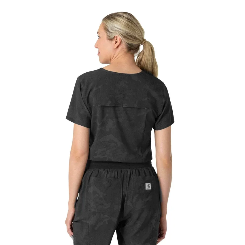 Dames-scrubtop met print om in de broek te stoppen