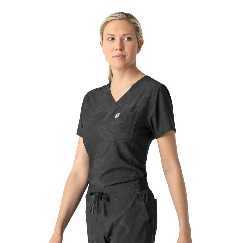 Dames-scrubtop met print om in de broek te stoppen