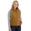 Damesvest met gewassen katoen en sherpa-voering, met opstaande kraag