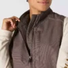 Damesvest met gewassen katoen en sherpa-voering, met opstaande kraag
