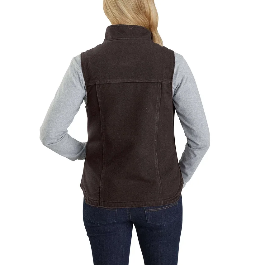 Damesvest met gewassen katoen en sherpa-voering, met opstaande kraag