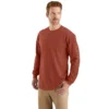 Dearborn heren T-shirt met logo, losse pasvorm, zwaar materiaal en lange armstukken
