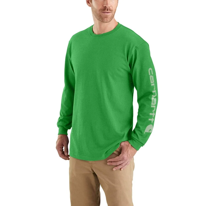 Dearborn heren T-shirt met logo, losse pasvorm, zwaar materiaal en lange armstukken